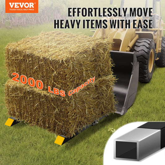 VEVOR Pallet Forks, 2000 lbs Capacity Clamp on Pallet Forks, 43" Tractor Bucket Forks, Heavy Duty,-$60