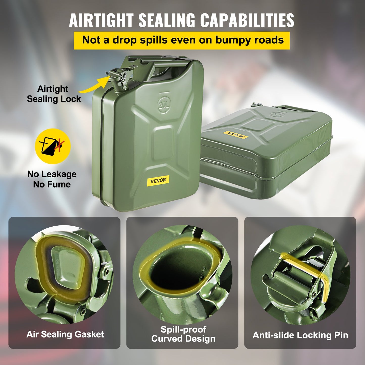 VEVOR Jerry Fuel Can, 5.3 Gallon / 20 L Portable Jerry Gas Can with Flexible Spout System,-$60