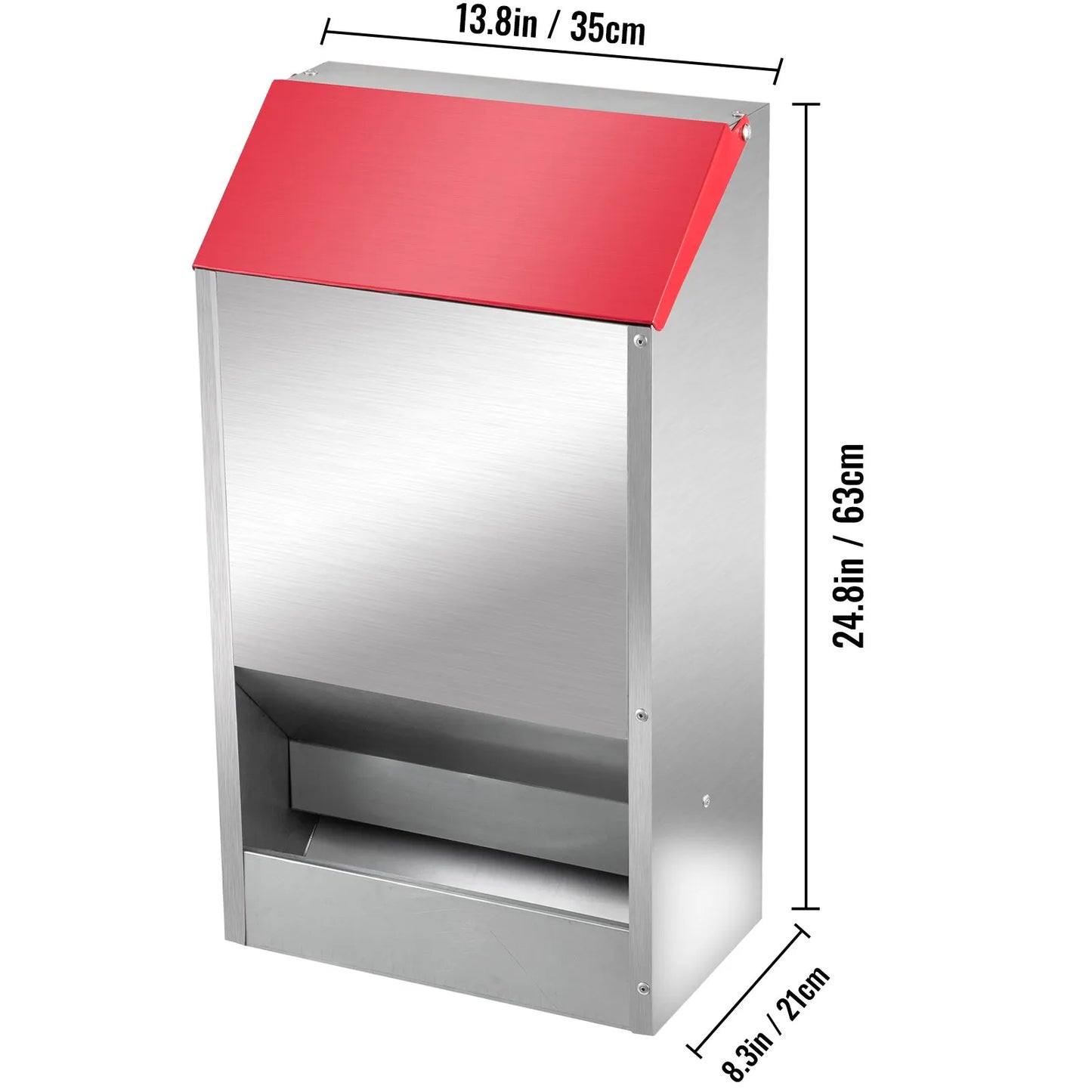 VEVOR Galvanized Poultry Feeder Holds 50lbs of Feed Chicken Feeders No Waste 13.8x11x25.6in-$60