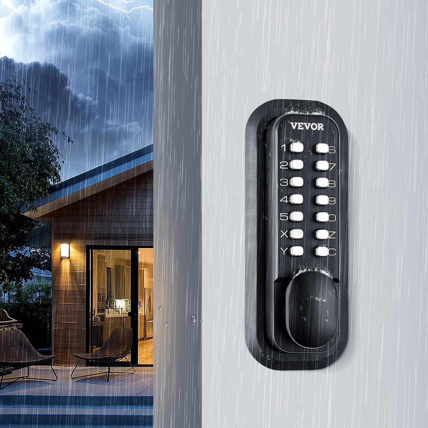 VEVOR Mechanical Keyless Entry Door Lock, 14 Digit Keypad, Water-proof Zinc Alloy, Door Locks Set,-$45
