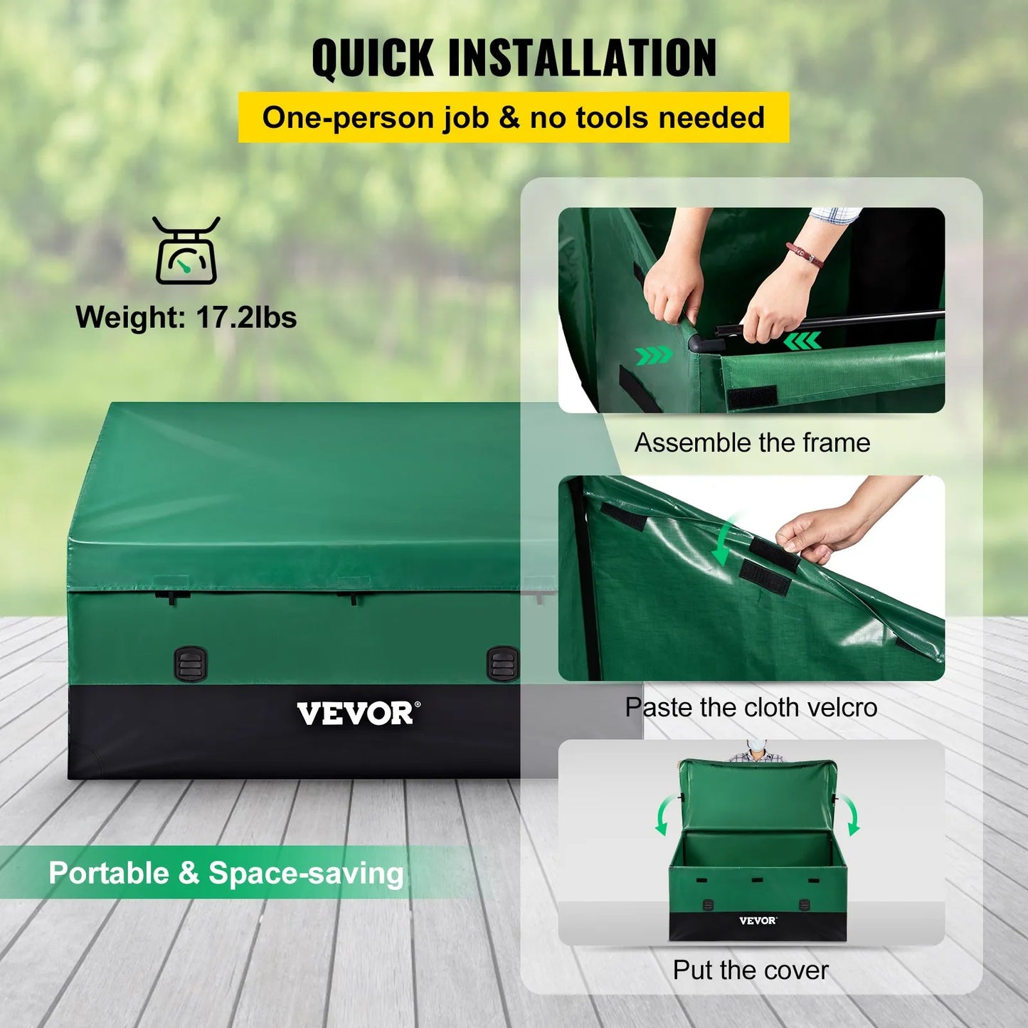 VEVOR Outdoor Storage Box, 230 Gallon Waterproof PE Tarpaulin Deck Box with Galvanized Frame,-$55