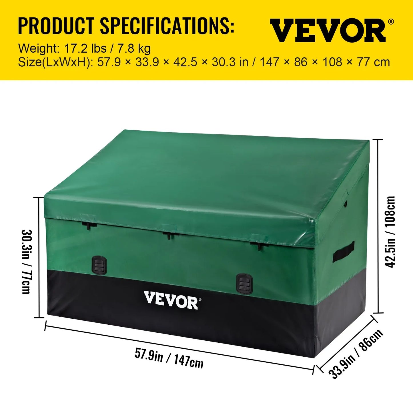 VEVOR Outdoor Storage Box, 230 Gallon Waterproof PE Tarpaulin Deck Box with Galvanized Frame,-$55