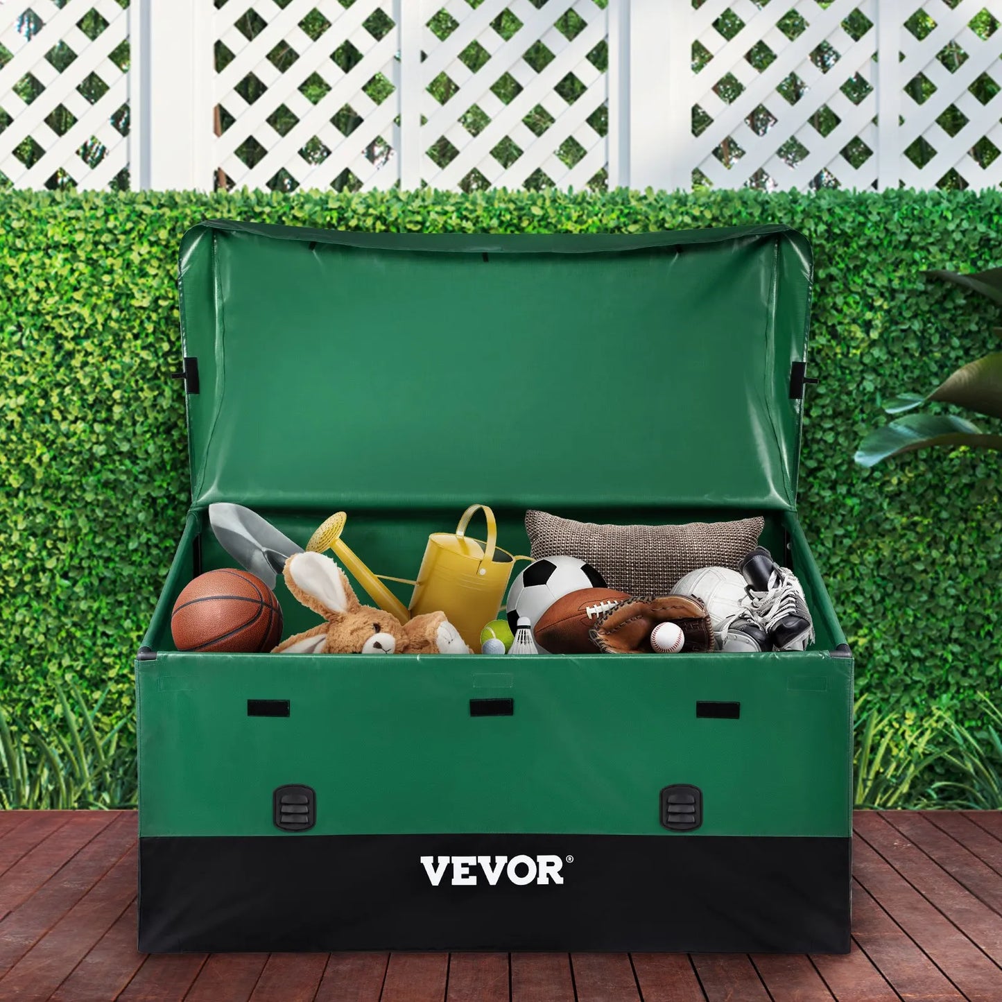 VEVOR Outdoor Storage Box, 230 Gallon Waterproof PE Tarpaulin Deck Box with Galvanized Frame,-$55