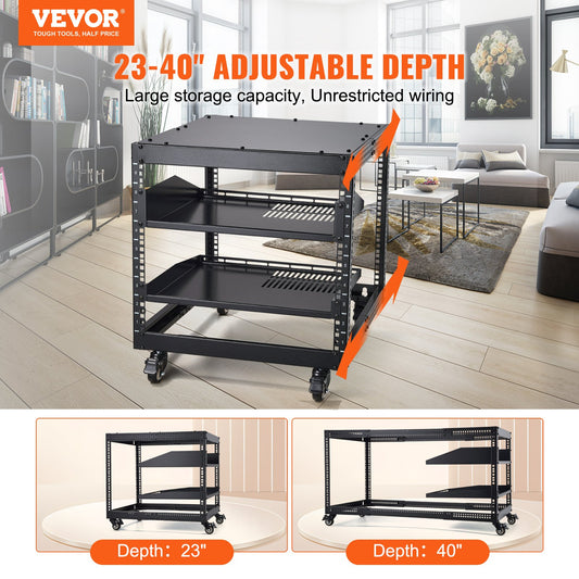 VEVOR 9U 4 Post Open Frame Server Rack Network Enclosure 23''-40'' Adjustable,-$60