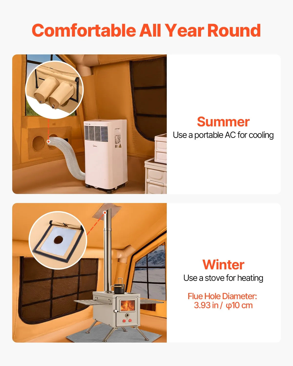 VEVOR Inflatable Tents for Camping, 8-12 Person Easy Setup Blow up Tent with Hand Pump, with 2 Skylights