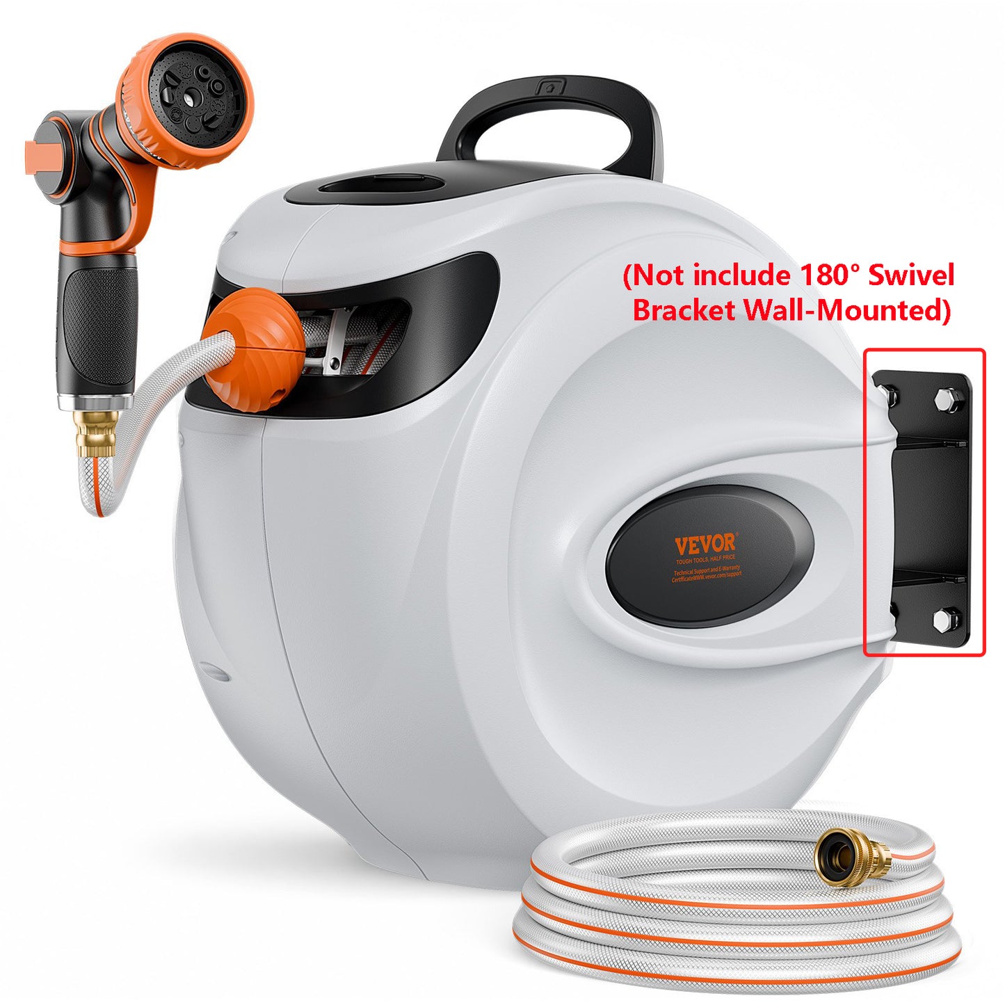 Open box VEVOR Retractable Hose Reel, 130 ft x 1/2 inch,(Not include 180° Swivel Bracket Wall-Mounted),-$80
