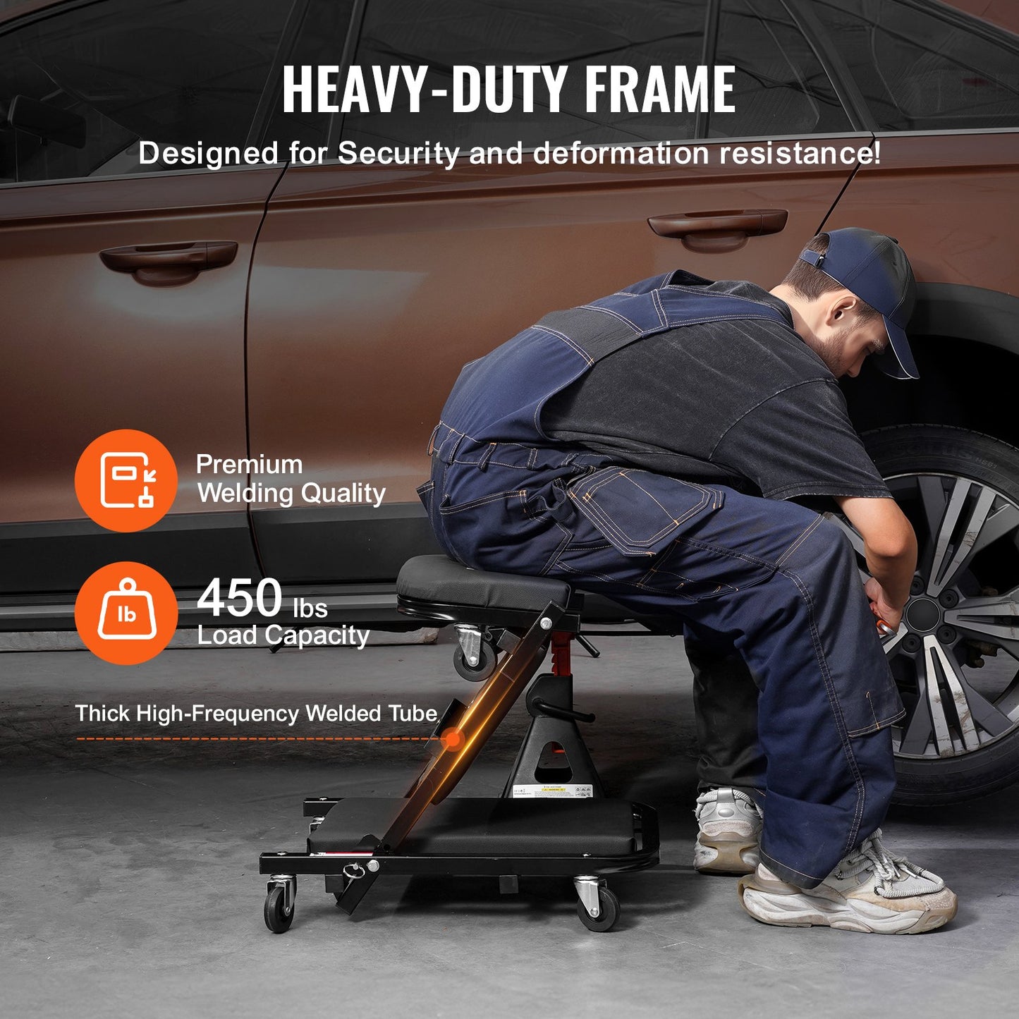 VEVOR Foldable Z Garage Creeper, 40 in, 450 lbs Load Capacity Rolling Folding Mechanic Creeper Stool,-$55