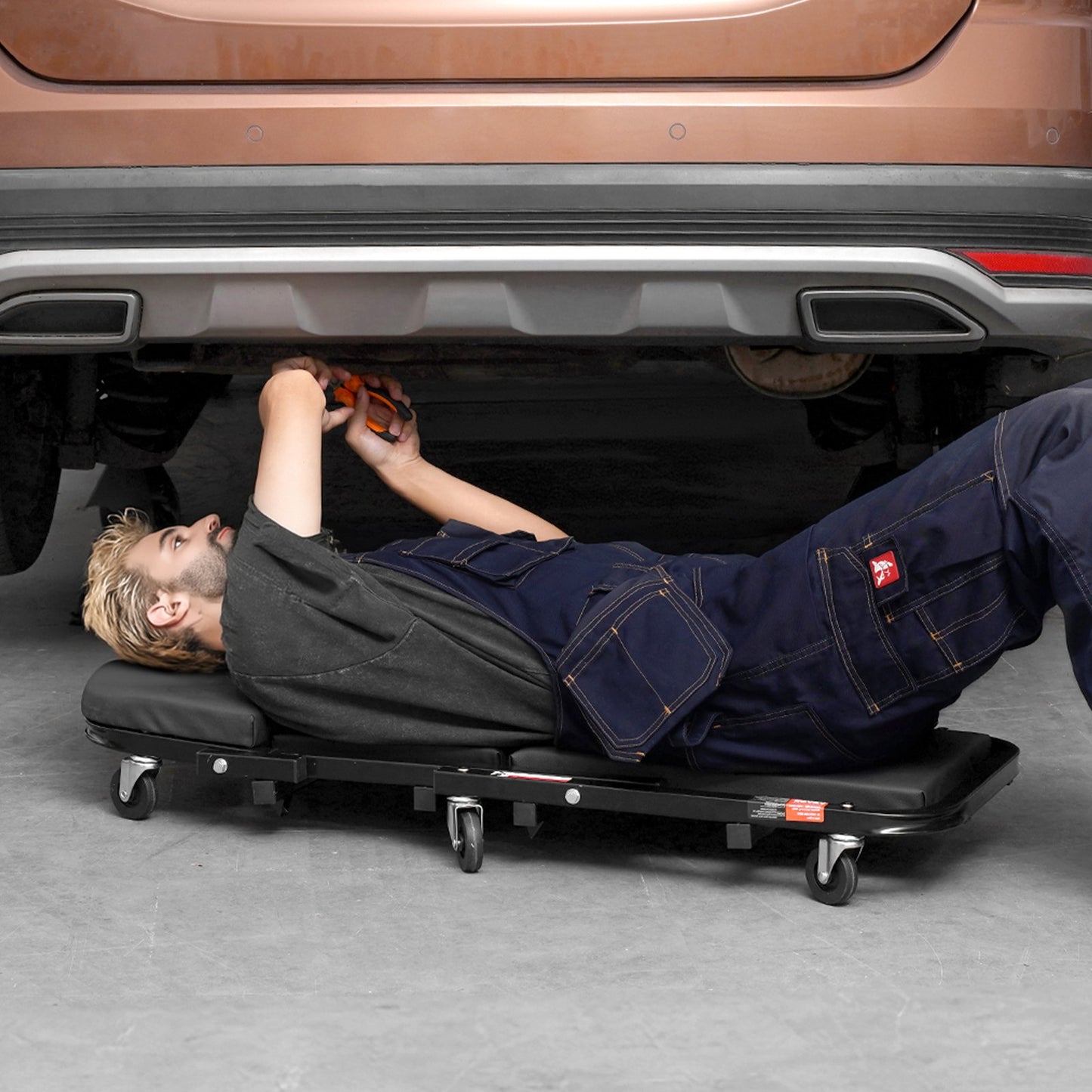 VEVOR Foldable Z Garage Creeper, 40 in, 450 lbs Load Capacity Rolling Folding Mechanic Creeper Stool,-$55