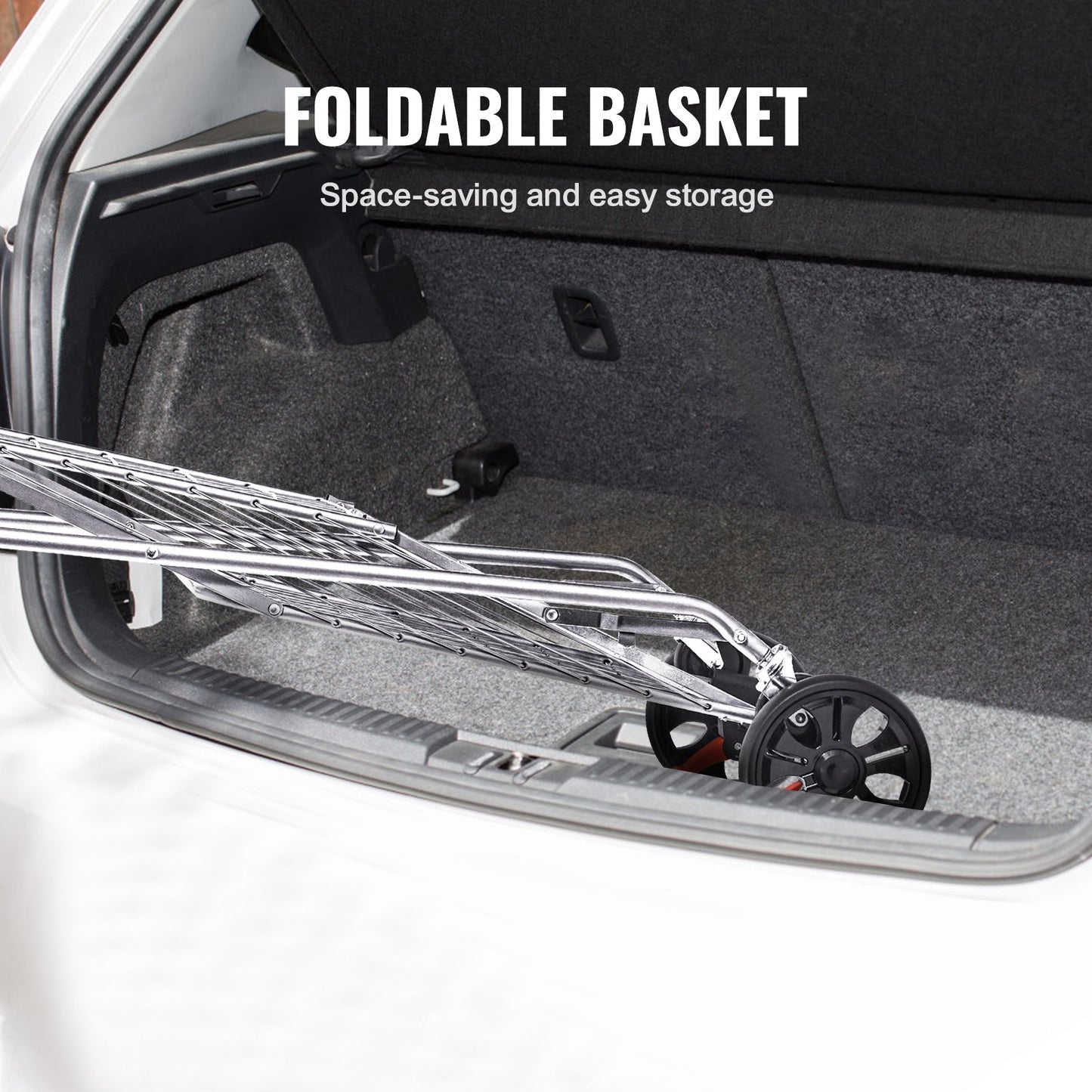 VEVOR Folding Shopping Cart, 200 lbs Max Load Capacity, Grocery Utility Cart with Rolling Swivel Wheels/ Bag,-$40