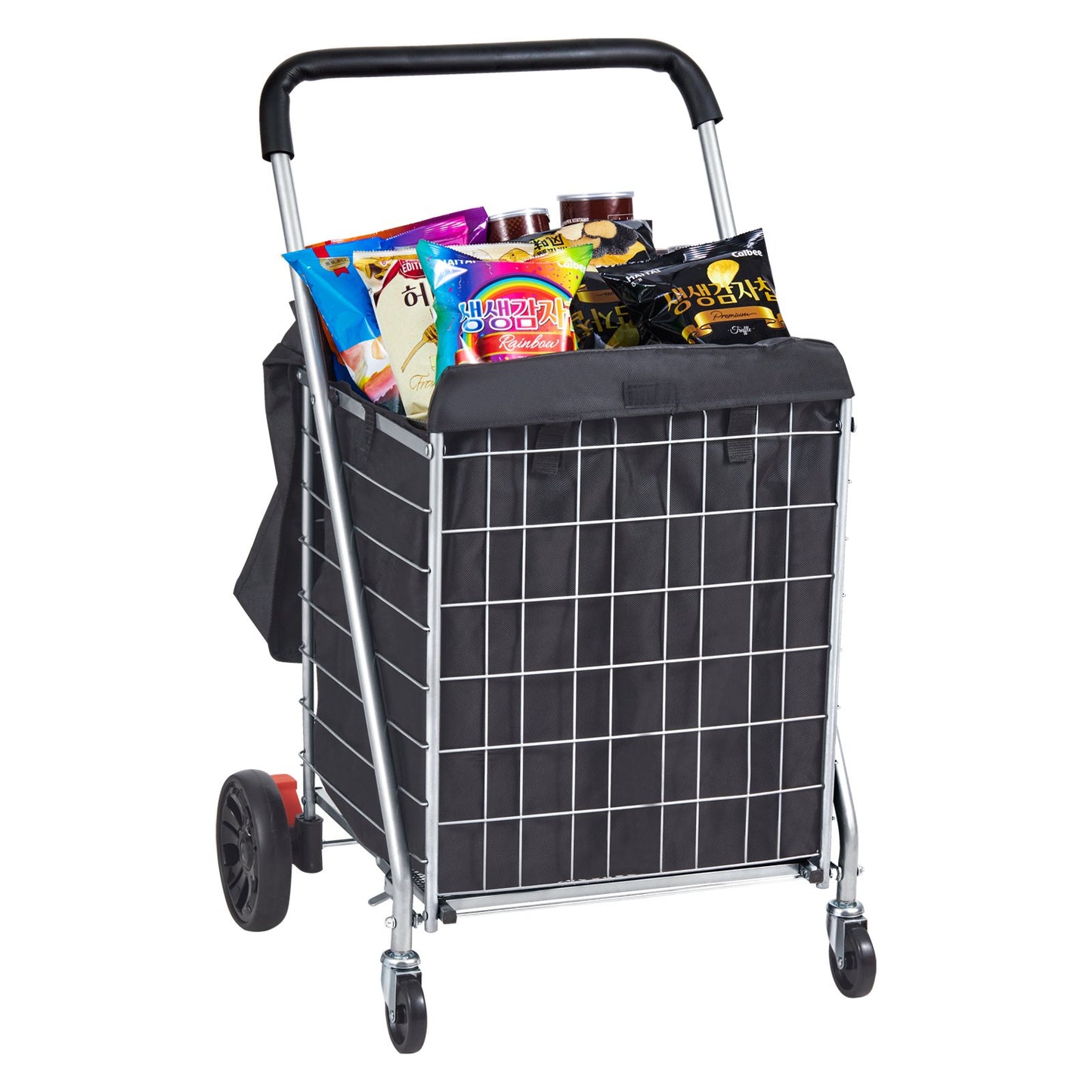 VEVOR Folding Shopping Cart, 200 lbs Max Load Capacity, Grocery Utility Cart with Rolling Swivel Wheels/ Bag,-$40