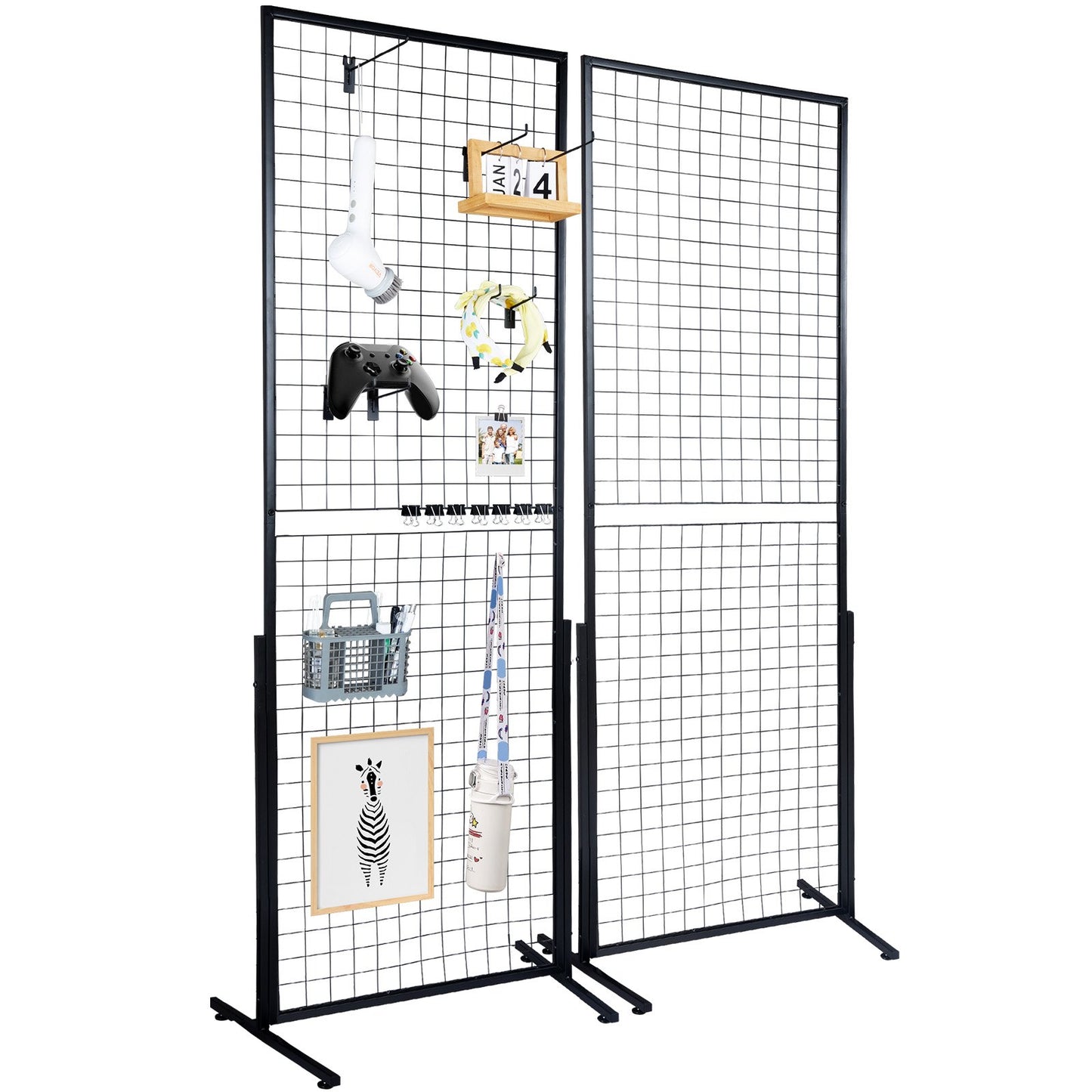 VEVOR 2' x 5.6' Grid Wall Panels Tower, 2 Packs Wire Gridwall Display Racks with T-Base Floorstanding,-$50