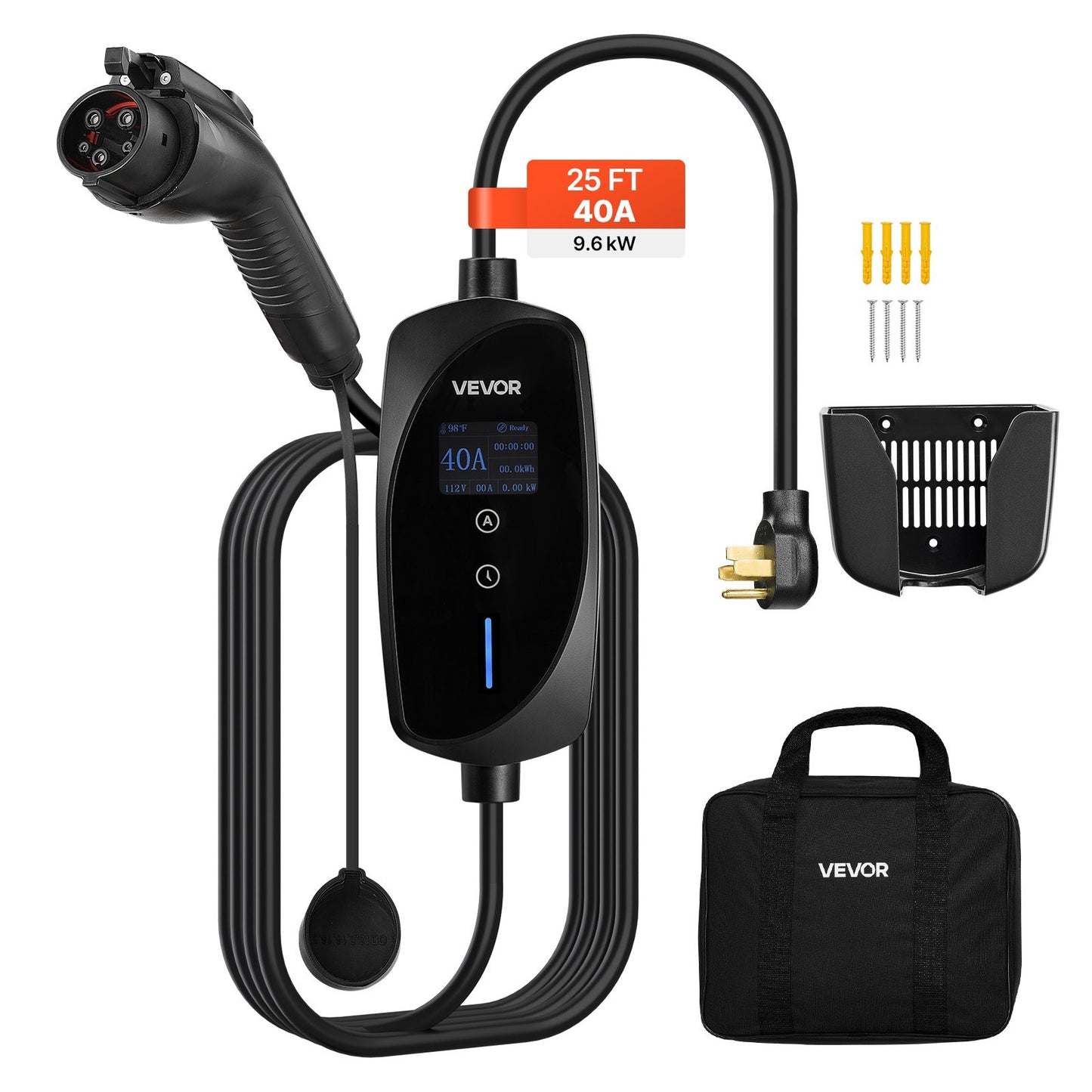 VEVOR Level 2 EV Charger, 40 Amp Adjustable Current, 240V Electric Vehicle Portable Charger,-$165