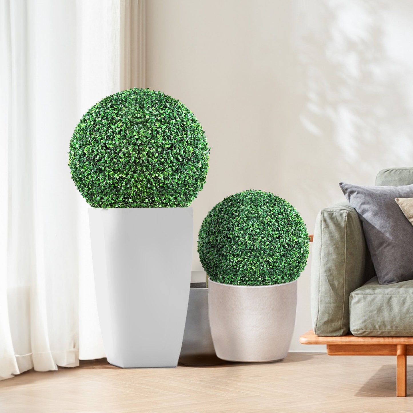 VEVOR Artificial Topiaries Boxwood Trees, 16”Tall (2 Pieces), Ball-Shape Faux Topiaries Plant,-$40