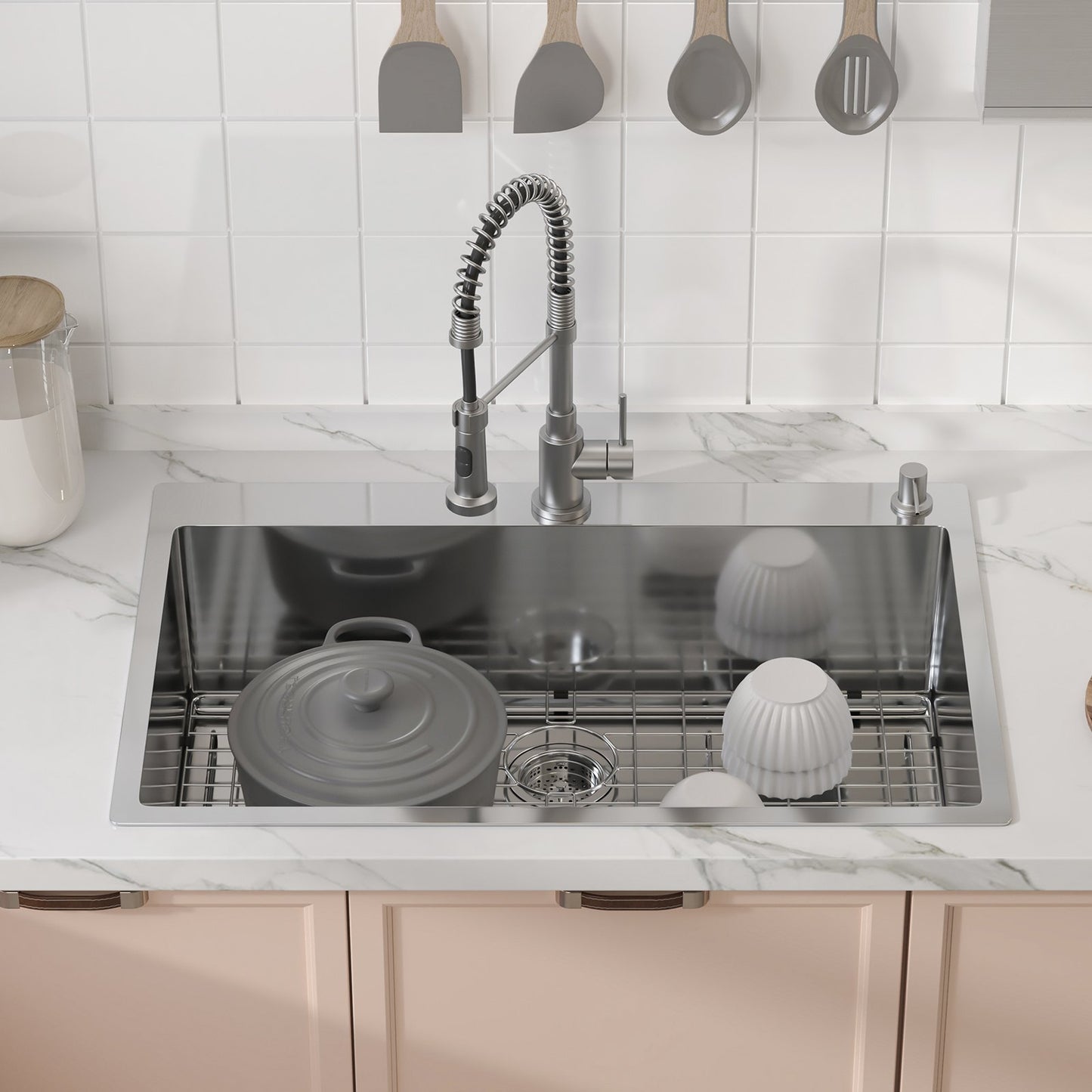 VEVOR Sink Protector Grid, 26"x14" Stainless Steel Sink Grates, Rear Drain Sink Grates W/R25 Corner Radius,