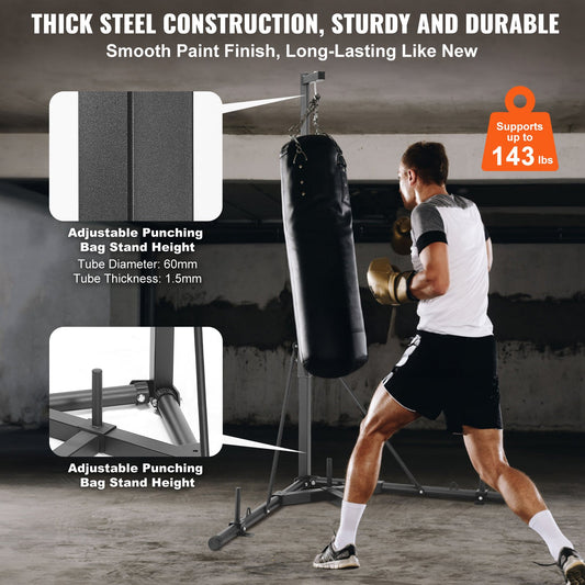 VEVOR Punching Bag Stand, Steel Heavy Duty Workout Training Equipment, Adjustable Height,-$95