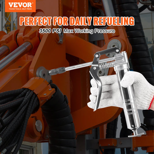 VEVOR Pistol Grip Grease Gun, 3500 PSI, 4 OZ / 120 CC Capacity Heavy Duty Professional Grease Gun