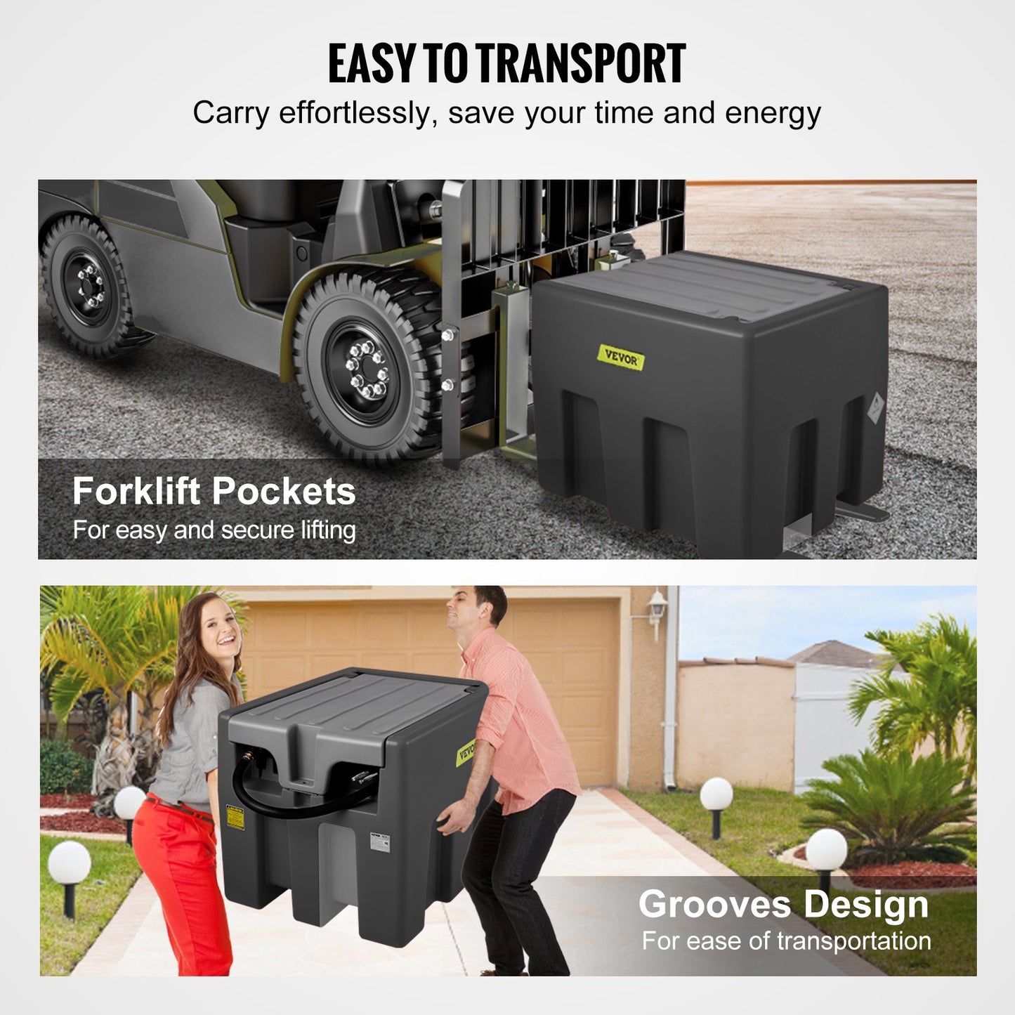 BNIB- VEVOR Portable Diesel Tank, 58 Gallon Capacity & 10 GPM Flow Rate, Diesel Fuel Tank with 12V