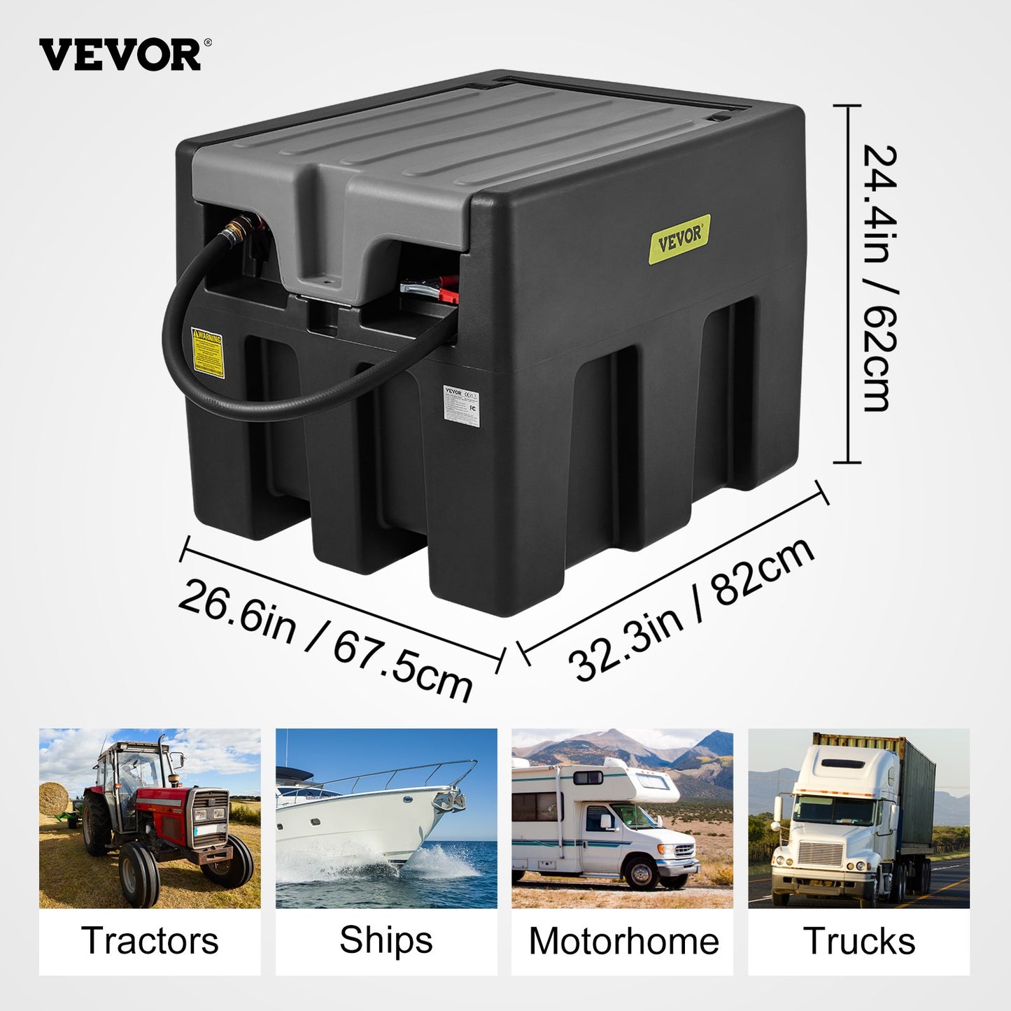 BNIB- VEVOR Portable Diesel Tank, 58 Gallon Capacity & 10 GPM Flow Rate, Diesel Fuel Tank with 12V
