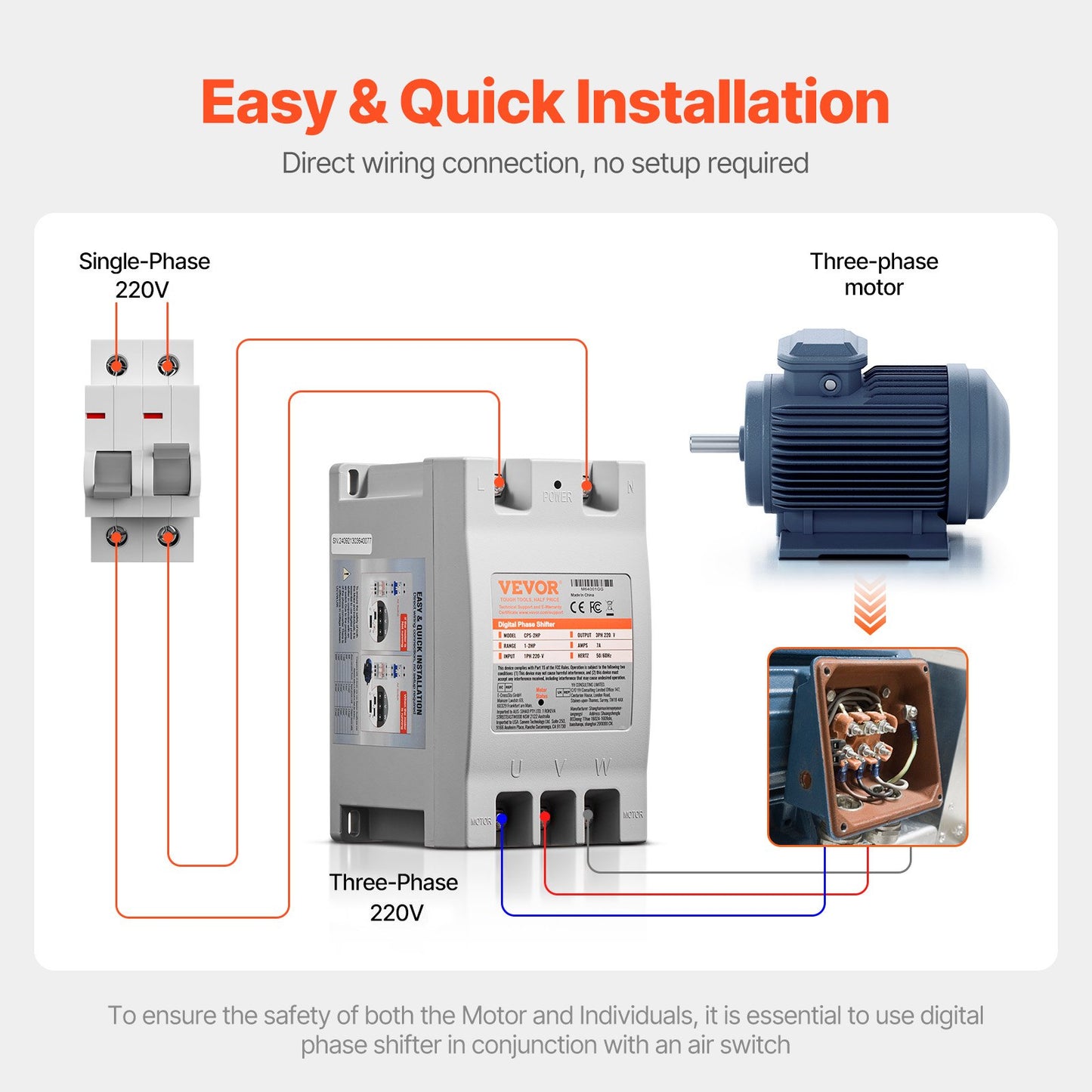 VEVOR 3 Phase Converter 2HP 7A 220V Single to 3 Phase 220V Input/Output,-$75