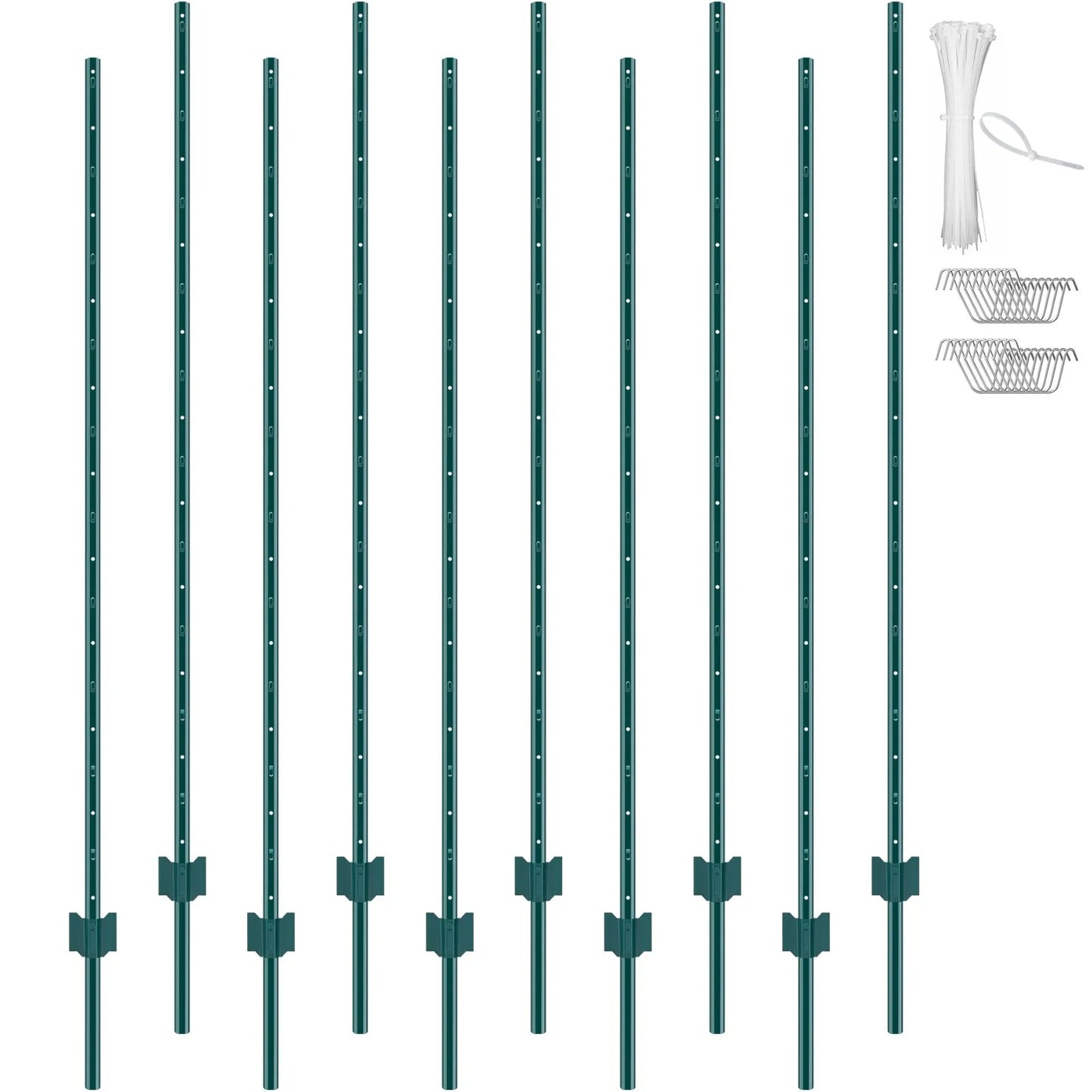 VEVOR 6 Feet Fence Post, 10 Pack U-Channel Heavy Duty Metal Fence Posts, Sturdy Steel Fence Stakes,-$55