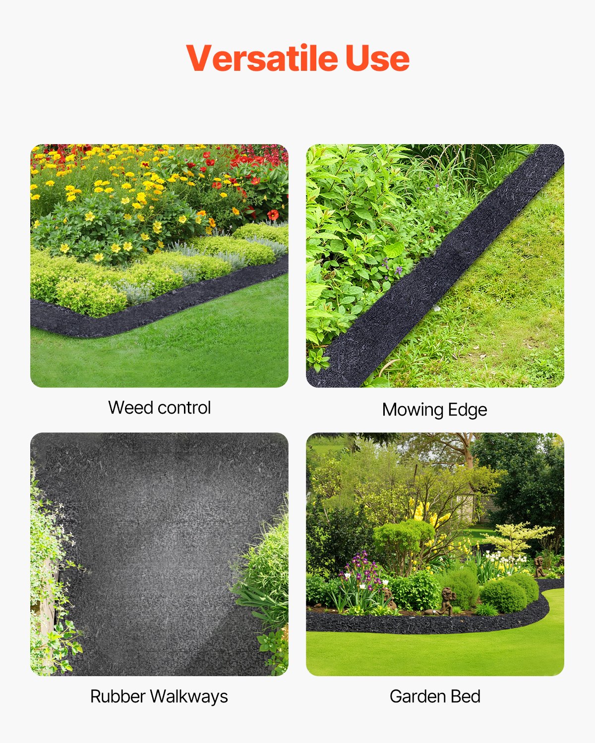 VEVOR Rubber Mulch Roll for Landscaping 120 x 4.5in Rubber Mulch Mat Pathway,-$20