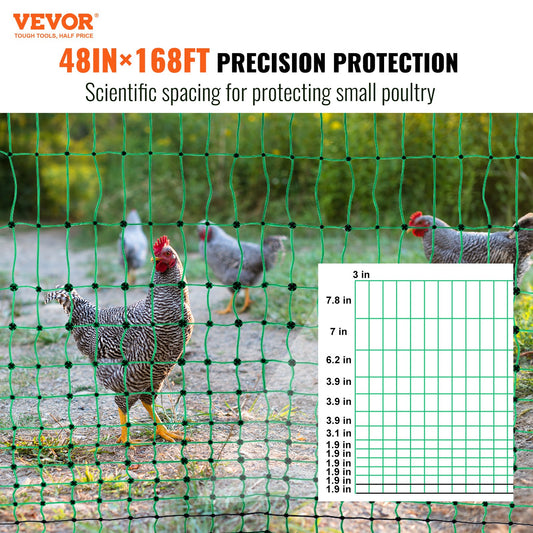 VEVOR Electric Fence Netting, 48" H x 168' L, PE Net Fencing Kit with Posts & Double-Spiked Stakes,-$150