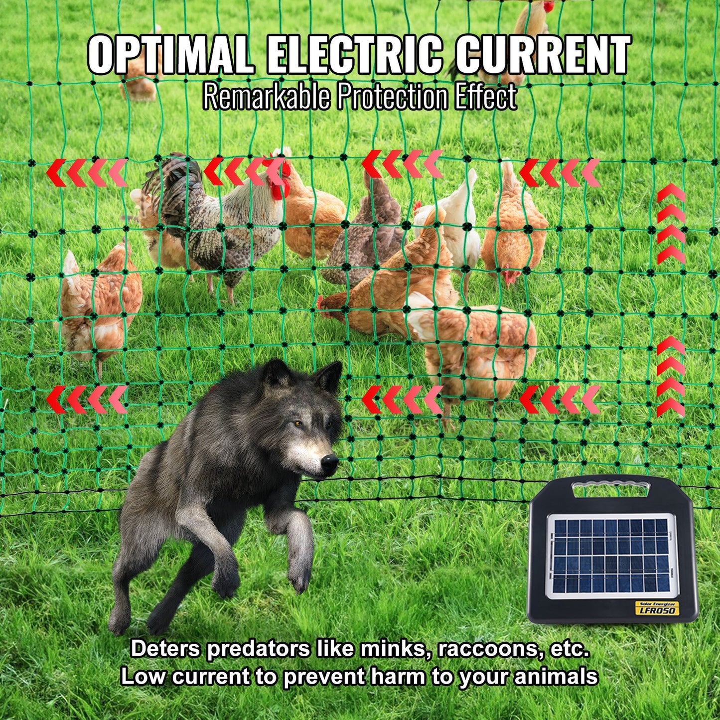 VEVOR Electric Fence Netting, 48" H x 168' L, PE Net Fencing Kit with Posts & Double-Spiked Stakes,-$150