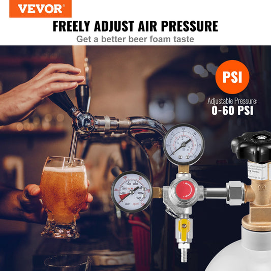 VEVOR Double Gauge Regulator, CO2 Regulator Gauge with 0-60PSI, Heavy Duty CO2 Gauge Gas System,-$30