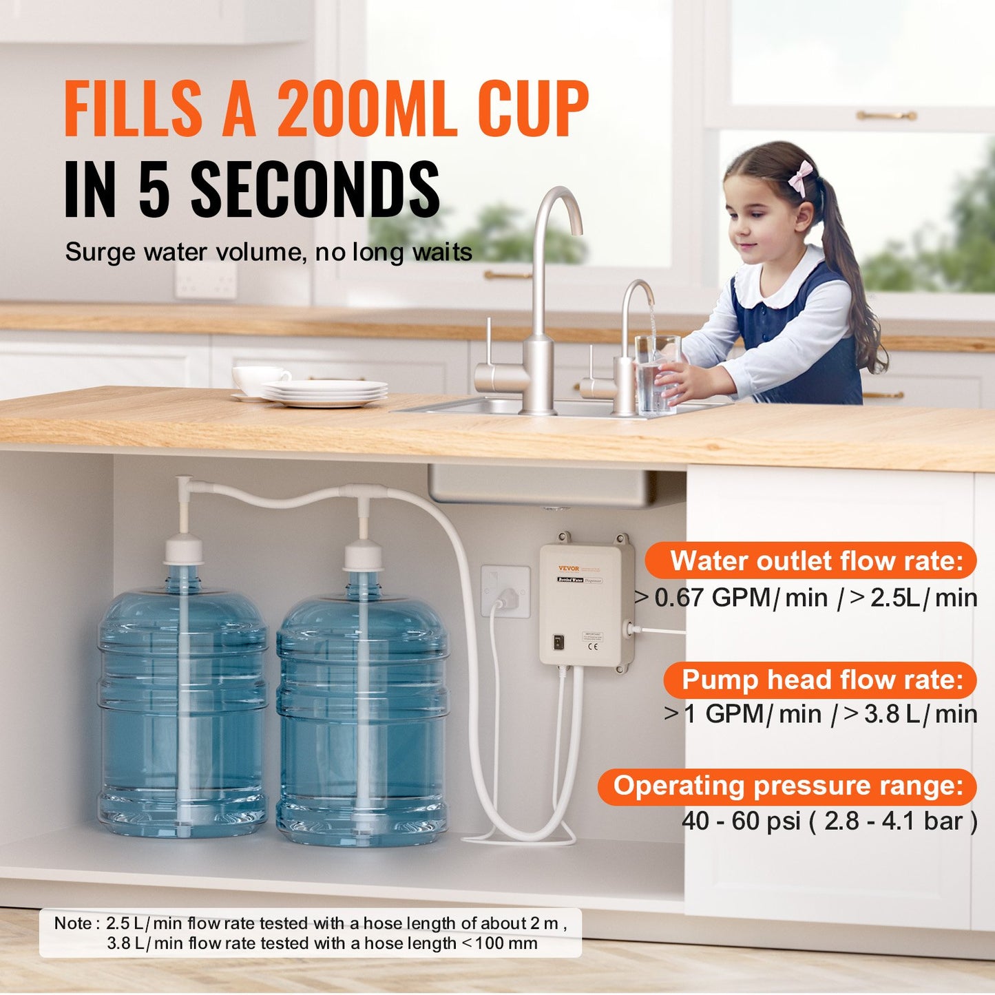 VEVOR Bottled Water Dispensing System 20 ft Water Dispensing Pump System with US Plug 115V AC,-$50
