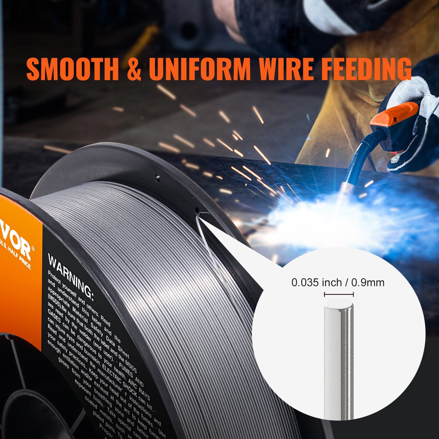 VEVOR Flux Core Welding Wire, E71T-GS 0.035-inch 10LBS, Gasless Mild Steel MIG Welding Wire, -$30