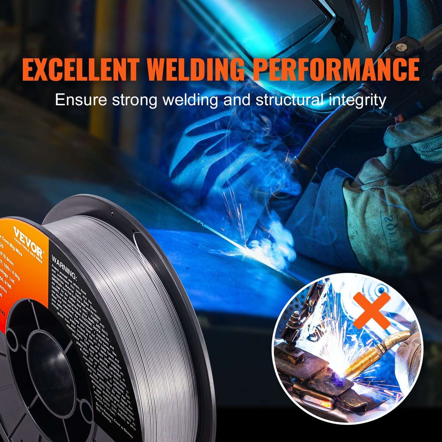 VEVOR Flux Core Welding Wire, E71T-GS 0.035-inch 10LBS, Gasless Mild Steel MIG Welding Wire, -$30