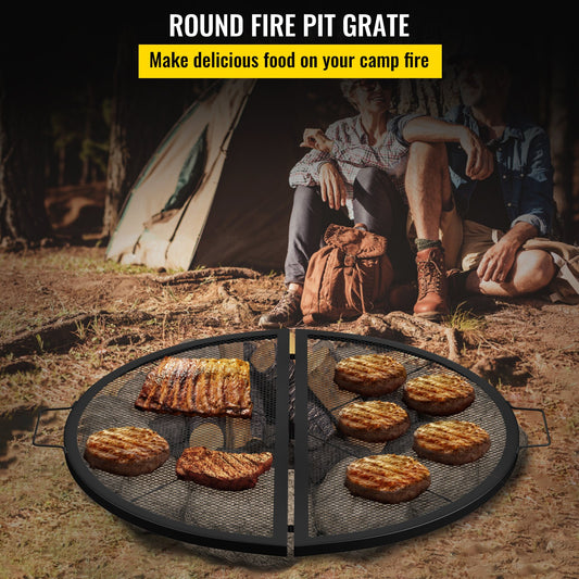 VEVOR Fire Pit Grill Grate, Foldable Round Cooking Grate, Heavy Duty X-Marks Campfire BBQ Grill,-$40