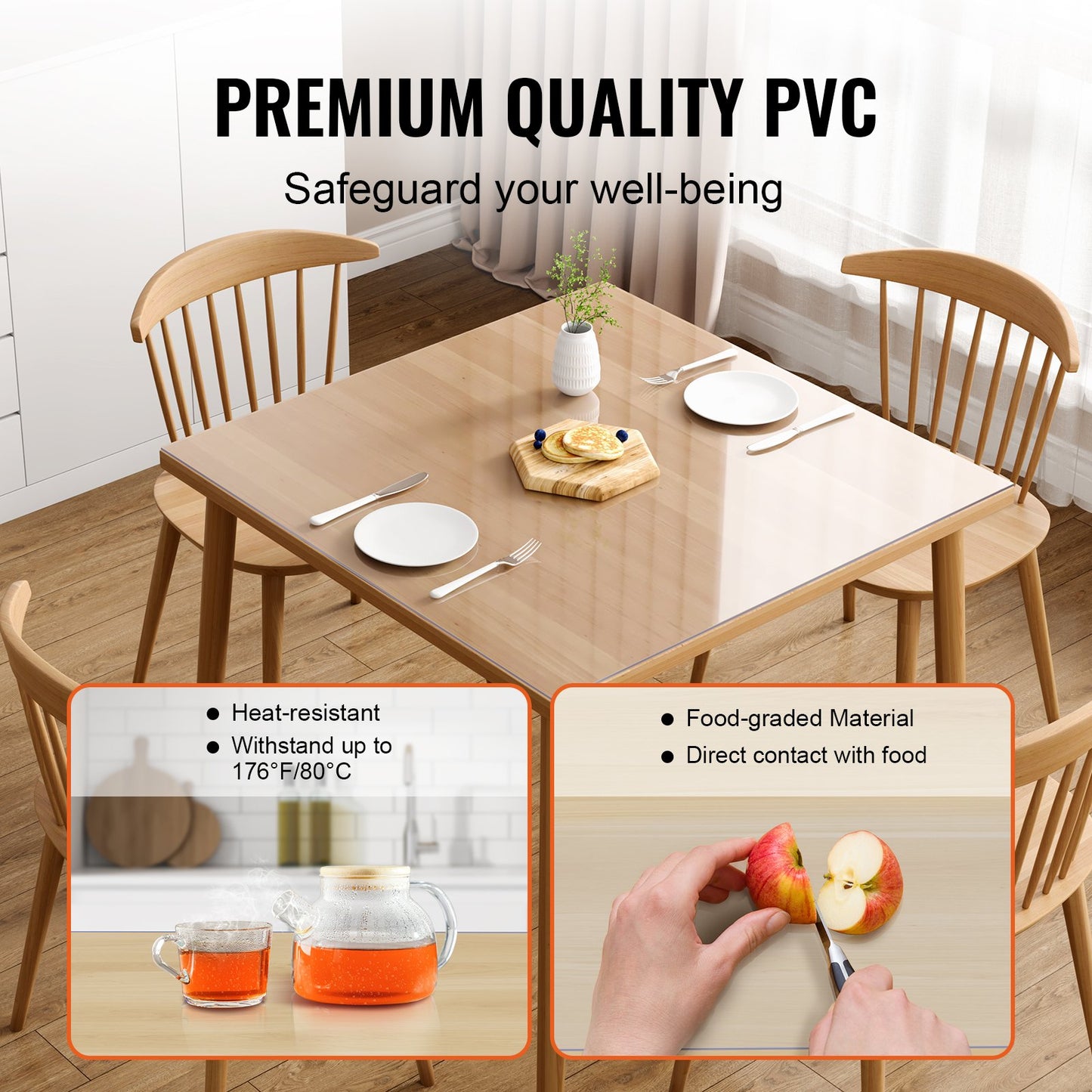 VEVOR Clear Table Cover Protector, 12" x12"/305 x 305 mm Table Cover, 1.5 mm Thick PVC Plastic Tablecloth,-$10