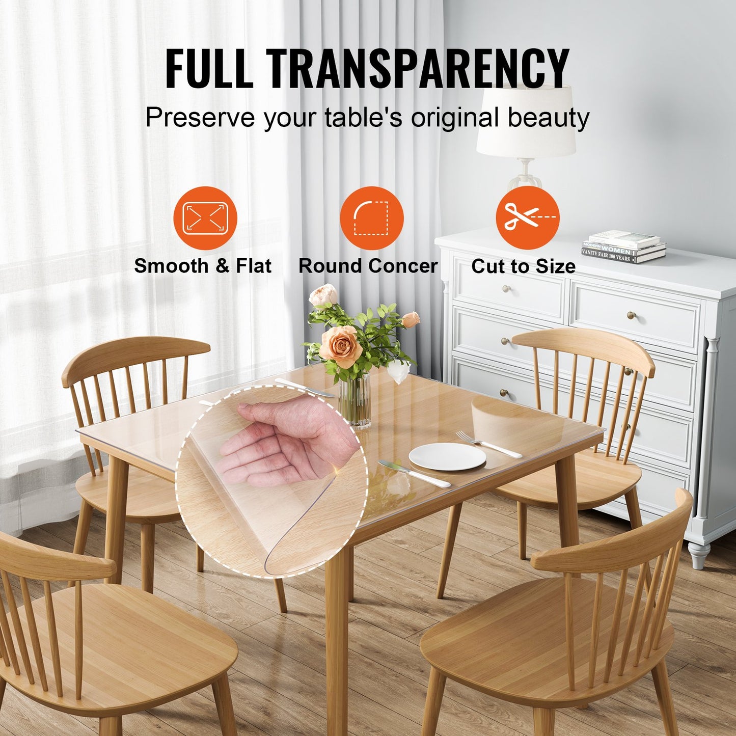 VEVOR Clear Table Cover Protector, 12" x12"/305 x 305 mm Table Cover, 1.5 mm Thick PVC Plastic Tablecloth,-$10