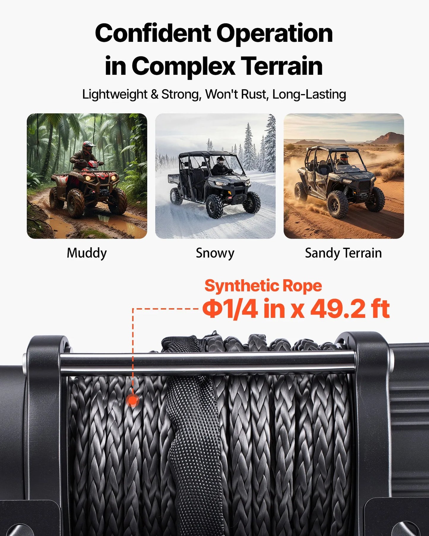 VEVOR 6000 lbs Electric Winch, 12V DC ATV/UTV Winch with Φ0.24 in x 49.2 ft Synthetic Rope,-$150