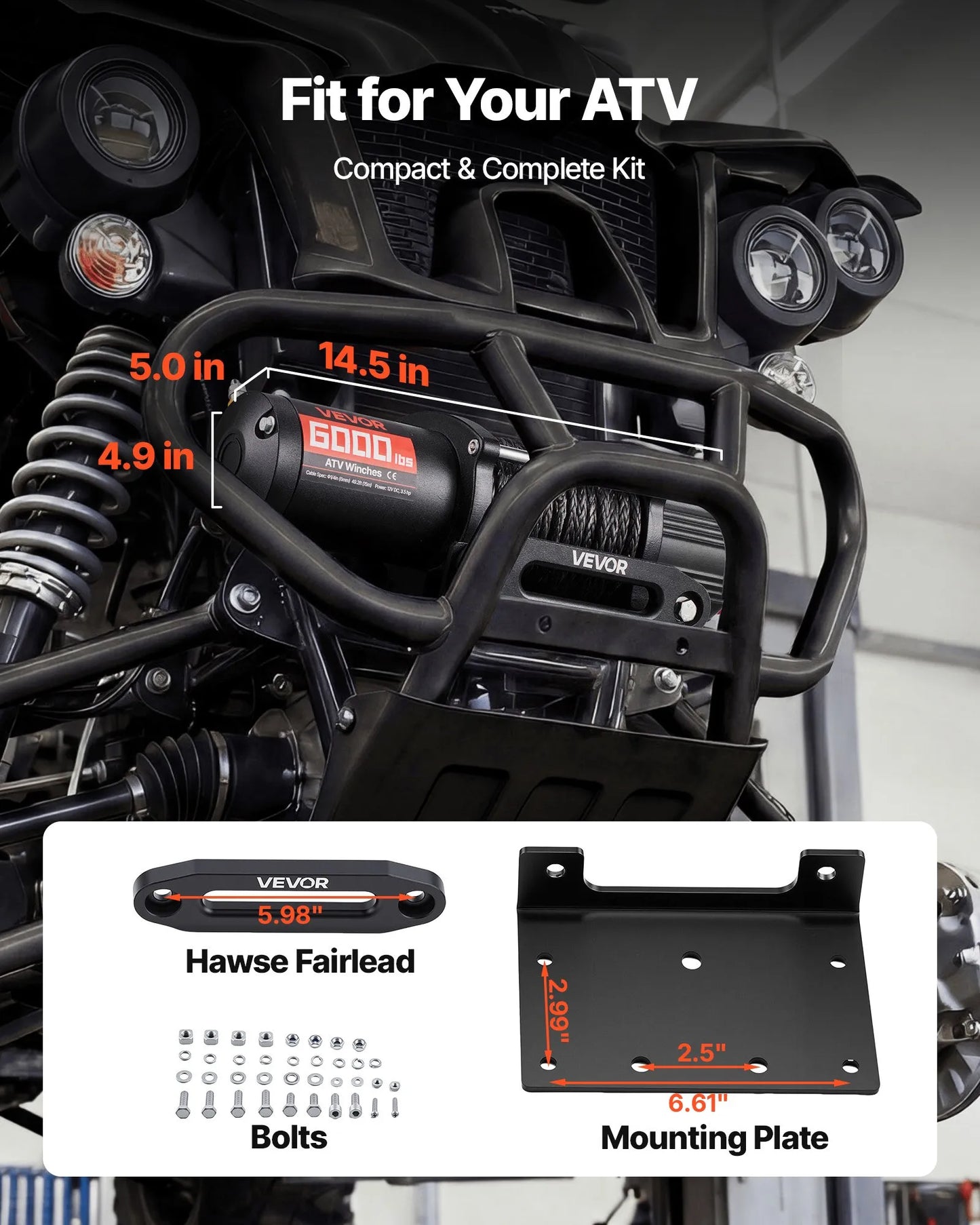 VEVOR 6000 lbs Electric Winch, 12V DC ATV/UTV Winch with Φ0.24 in x 49.2 ft Synthetic Rope,-$150