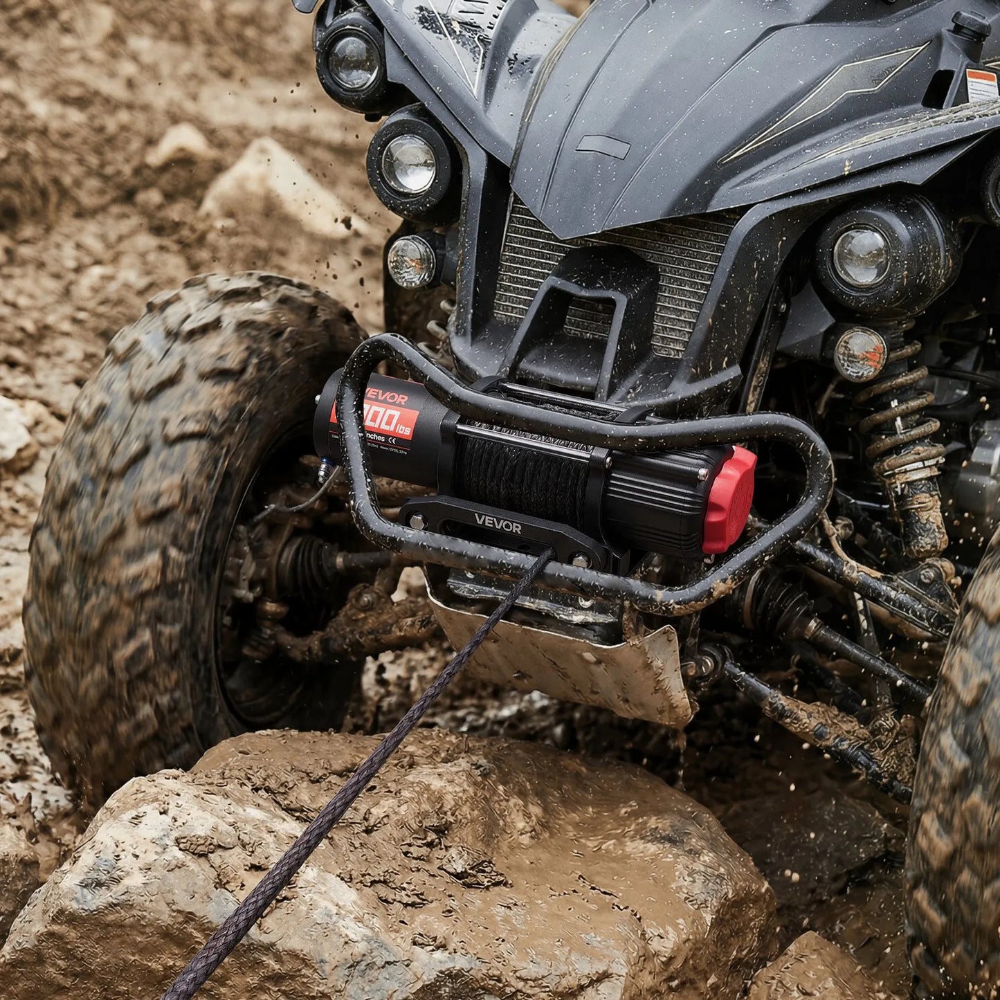 VEVOR 6000 lbs Electric Winch, 12V DC ATV/UTV Winch with Φ0.24 in x 49.2 ft Synthetic Rope,-$150